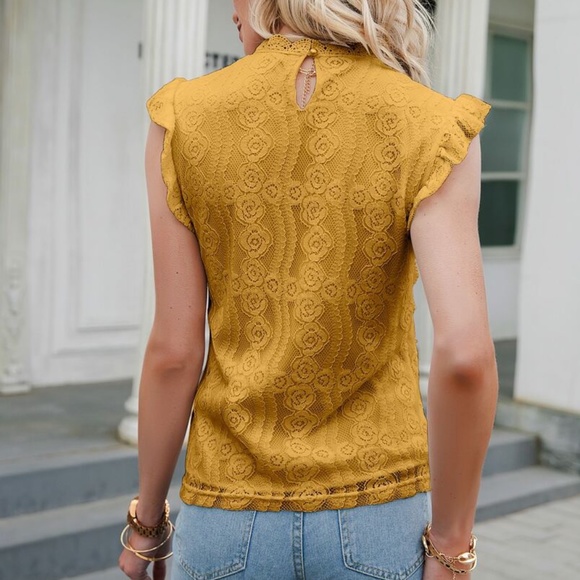 Boho Pink Chic Lace Ruffle Sleeve Floral Top - Picture 7 of 8